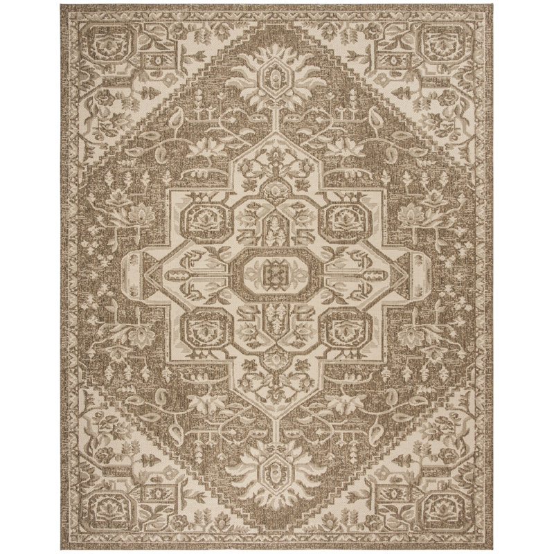 Danya Oriental Cream/Beige Indoor/Outdoor Area Rug, Rectangle 9' x 12'