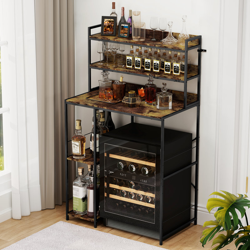 Mini support de réfrigérateur avec tablettes de rangement, mini armoire de rangement compacte, organisateur réglable gauche / droite avec prise de courant