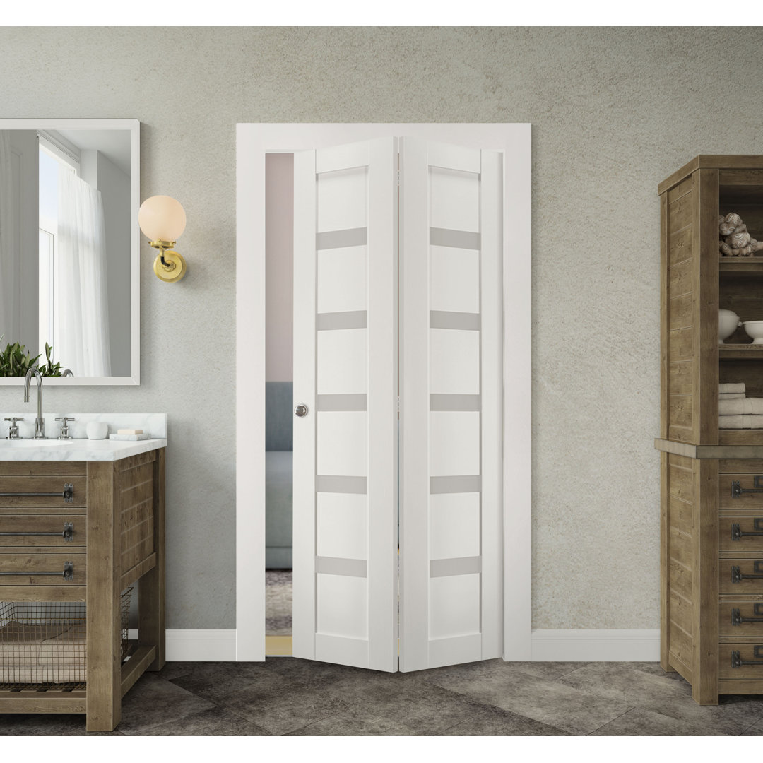 Leora 79.38'' Solid + Manufactured Wood Glass Bi-Fold Door Belldinni 