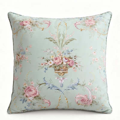 Housse de coussin bleu floral 18 x 18 pouces - Housse de coussin à fleurs colorées Vintage