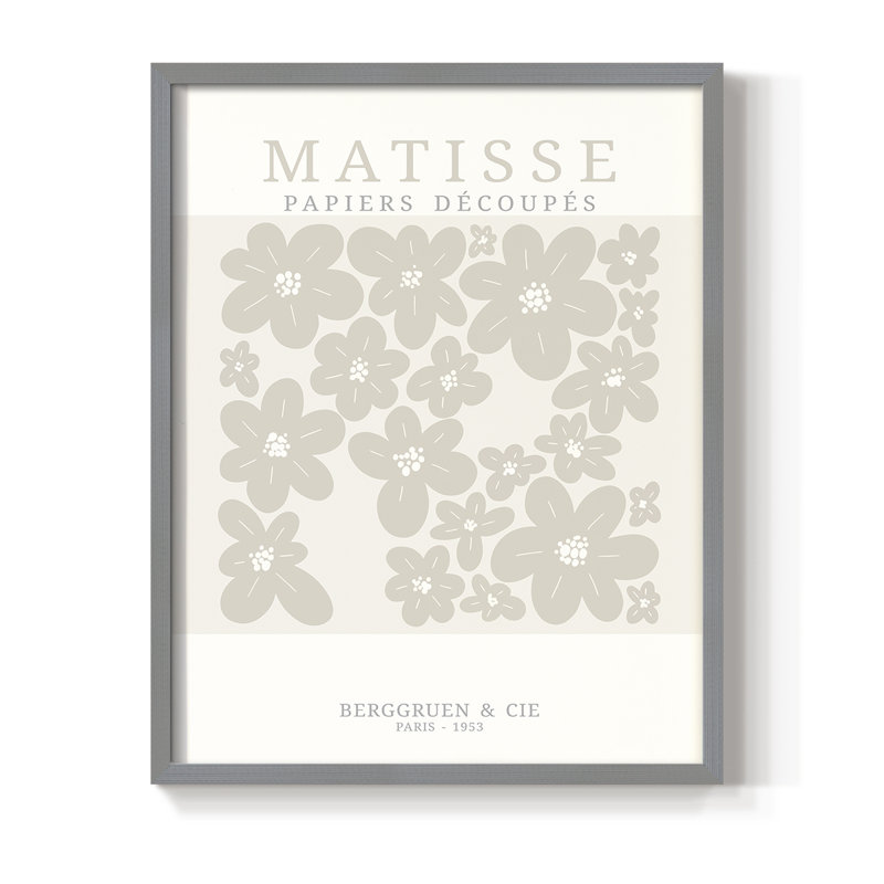 Matisse CDXV III, reproduction d'art encadrée - bois massif, H 15 po x l 12 po, Gris
