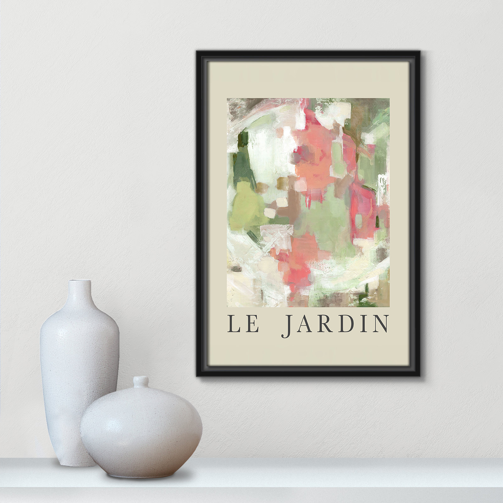 Riya "Le Jardin" Print by Carol Robinson, Black Floater Frame, No, 19.5" H x 13.5" W x 2" D