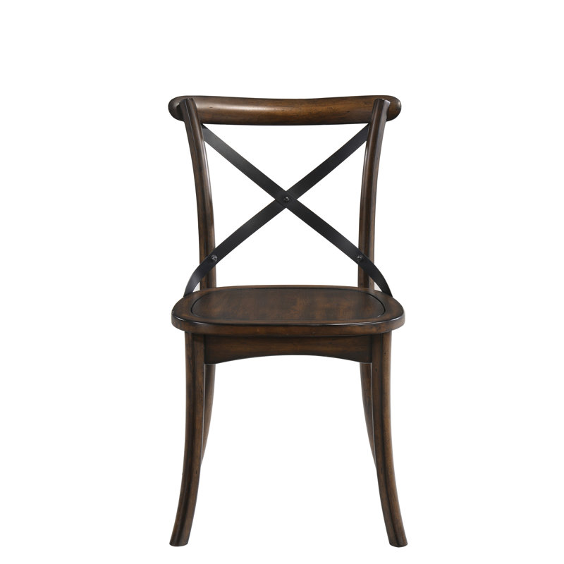 Chêne foncé et paire de chaises d'appoint en métal noir - 2 pièces en bois chaud, élégant et fonctionnel pour la maison Élégance rustique. Cadre en bois. Sièges confortables. Pieds évasés