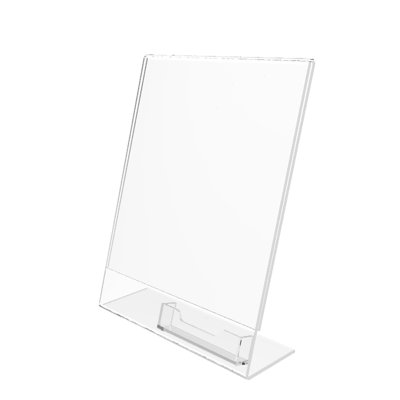Porte-affiche transparent en acrylique avec dos incliné