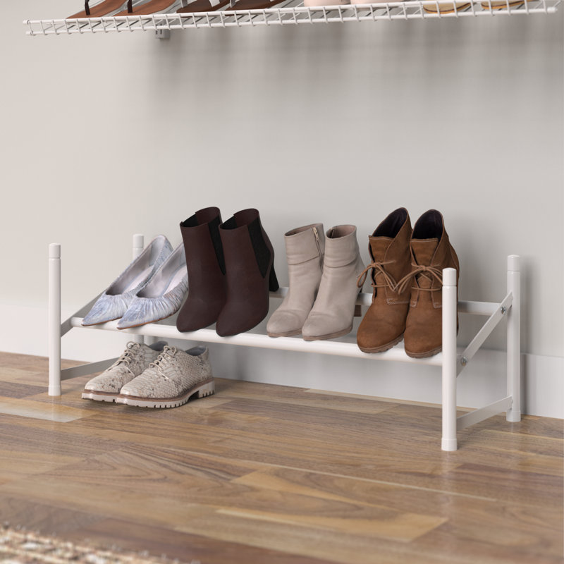 White Metal Stackable Expandable Shoe Rack