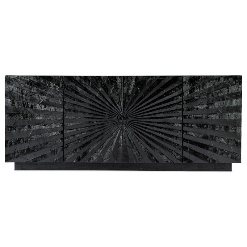 Black Solid Wood 78'' Media Console with Cabinet