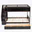 Lit superposé simple au-dessus d'un lit double avec tablettes, escalier de rangement et 2 tiroirs, espresso (VIEUX SKU: LT000228AAP-1)-680750573