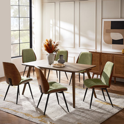  Oakham 19.75''W Modern Solid Wood Dining Chair Set with Bent Wood