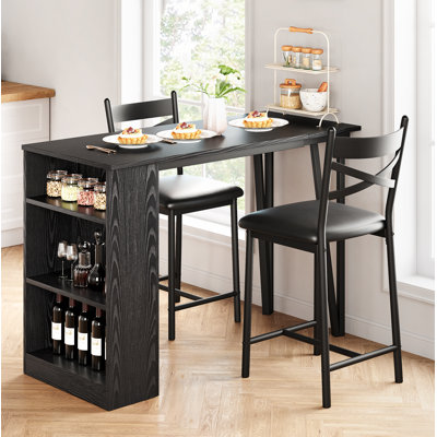 Ensemble de table de cuisine 3 pièces avec 2 chaises rembourrées, table de bar et chaises pour 2