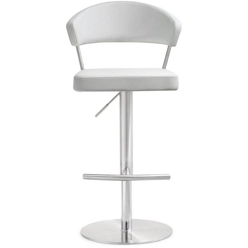 Upholstered Counter Stool with Metal Frame, White/Silver