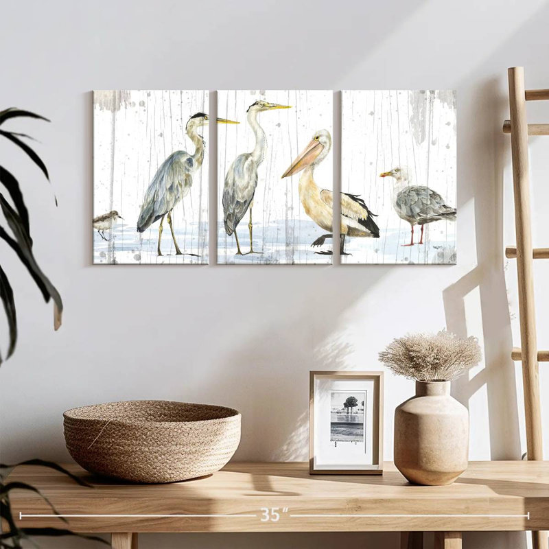 Oiseaux de la côte, reproduction d'art sur toile, H 12 po x l 26 po x P 1 po