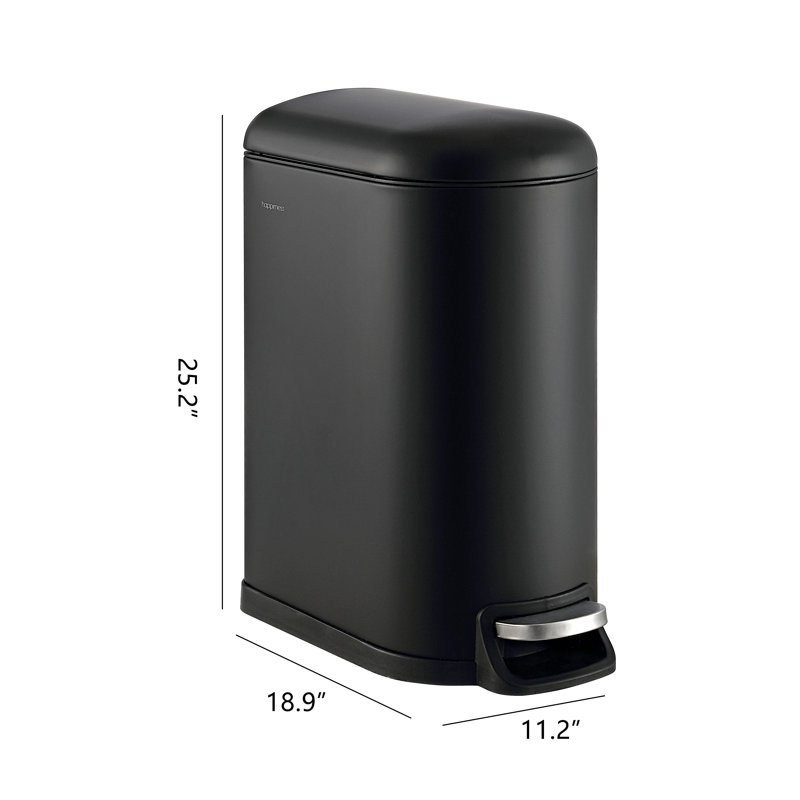 Black Stainless Steel Fingerprint Resistant Step-Open Trash Can