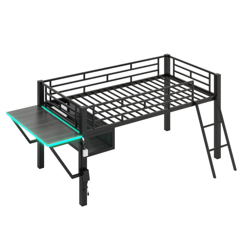 Lit mezzanine avec bureau Gaming, DEL