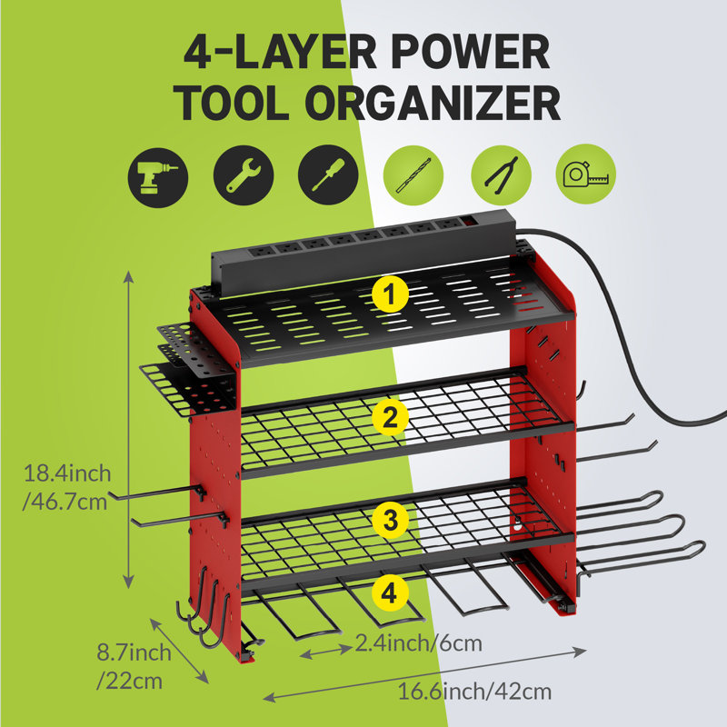 Rangement modulaire pour outils électriques avec station de charge Sttoraboks, Rouge
