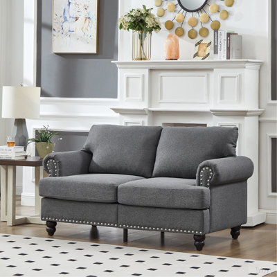 Causeuse 59,5 po en tissu de polyester moderne et classique.