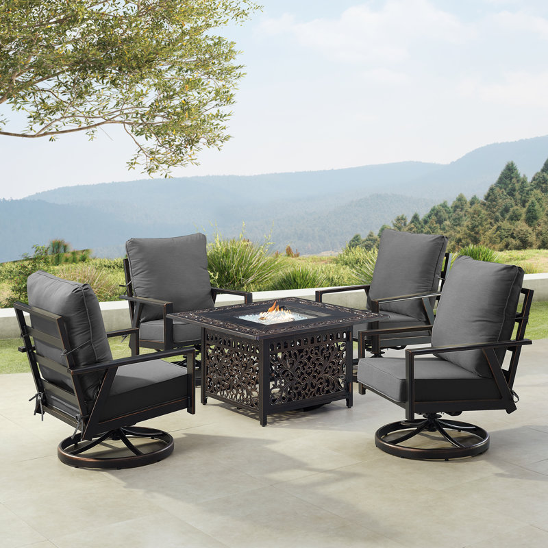 Aaleyah Outdoor 6 - Piece Conversation Set, Black