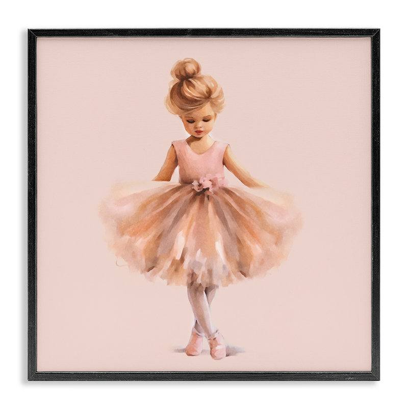 Art de giclée encadrée par une ballerine rose par Andrea Haase, Giclée encadrée noir minuit, H 17 po x l 17 po