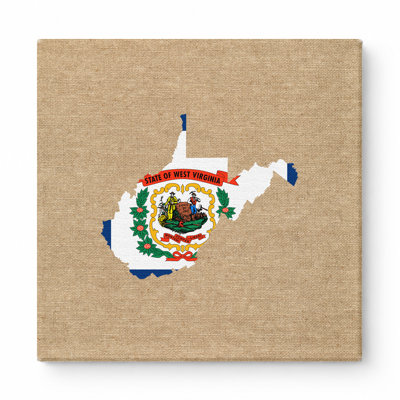 West Virginia State Map Flag — Square Canvas Wall Art