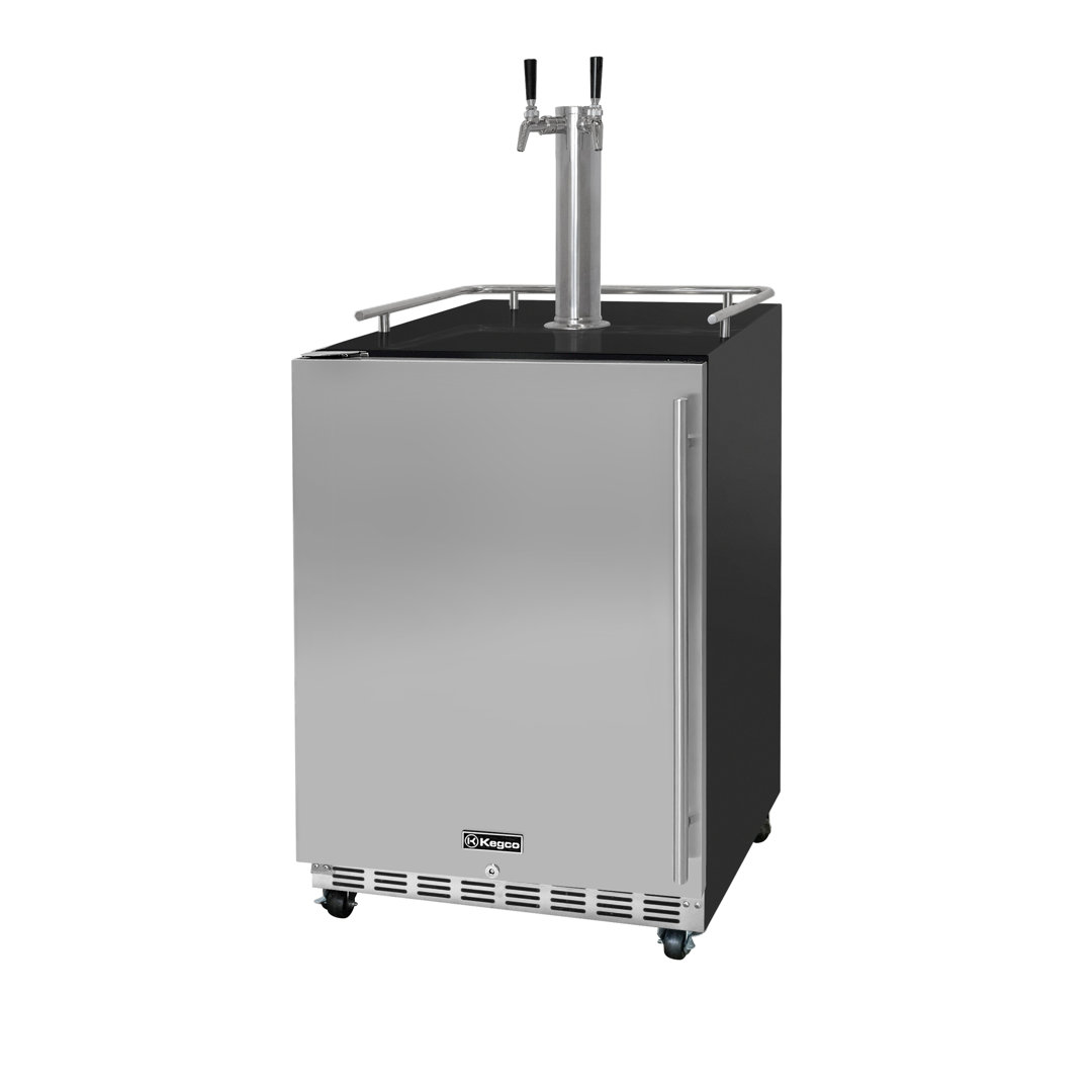 Kegco 24" Wide Dual Tap Stainless Steel Commercial Built-In Left Hinge Kegerator with Kit Kegco Hinge 