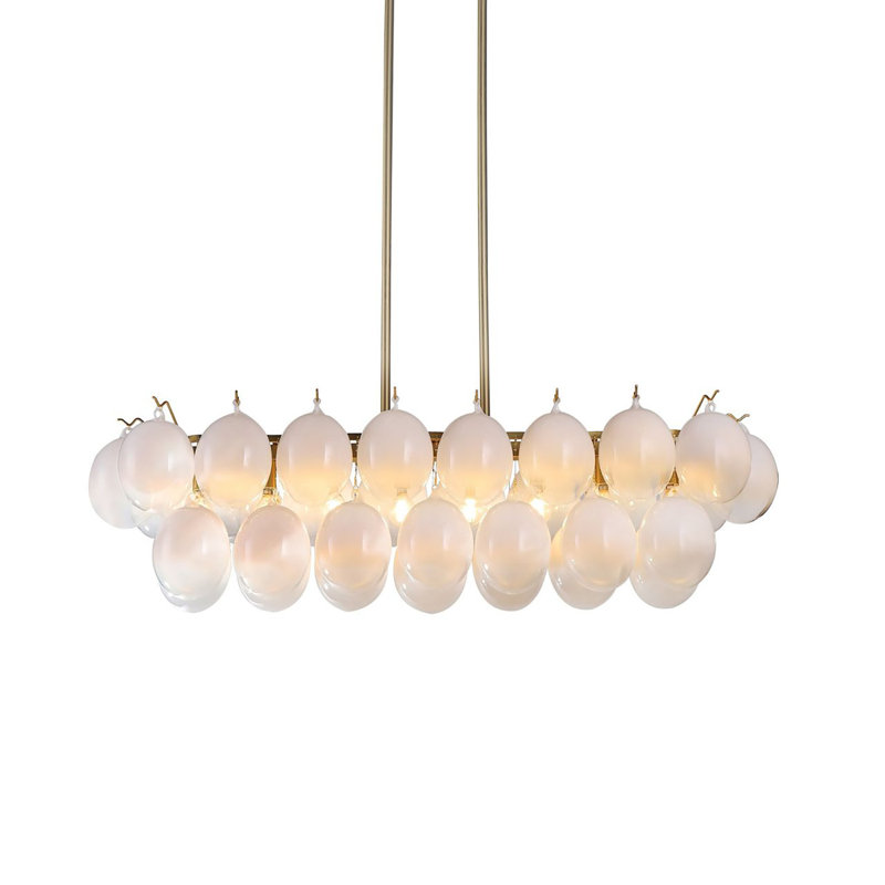 Globo - 8-Light Island Light - Glass/Brass, Milky White