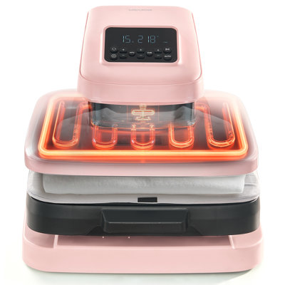 Auto Heat Press Machine 15 x 15 inch T-Shirt Press Machine Pink, Auto Release and Adjustable Pressure, Digital Display, Rapid and Even Heating, for Sublimation, Vinyl, Heat Transfer Projects
