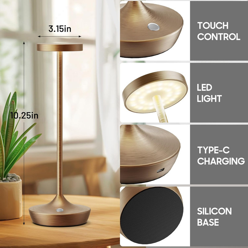 Rechargeable Cordless LED Table Lamp With Stepless Dimming, 3-Colour Temperature, Touch Control, Waterproof & Portable Design For Indoor And Outdoor Use