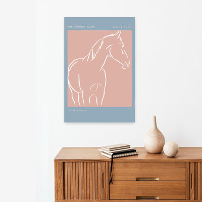 Elegant Equine Sketch Abstract Minimalist Modern Horse Architecture Wall Art