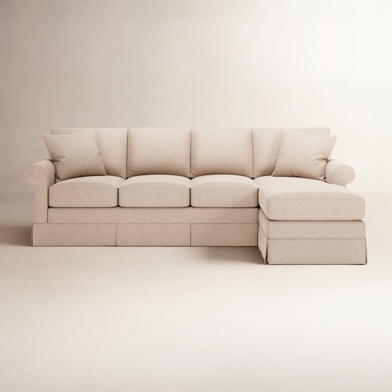 Friedman Upholstered Sectional, Zuma Natural Textured Linen, Right Hand Facing