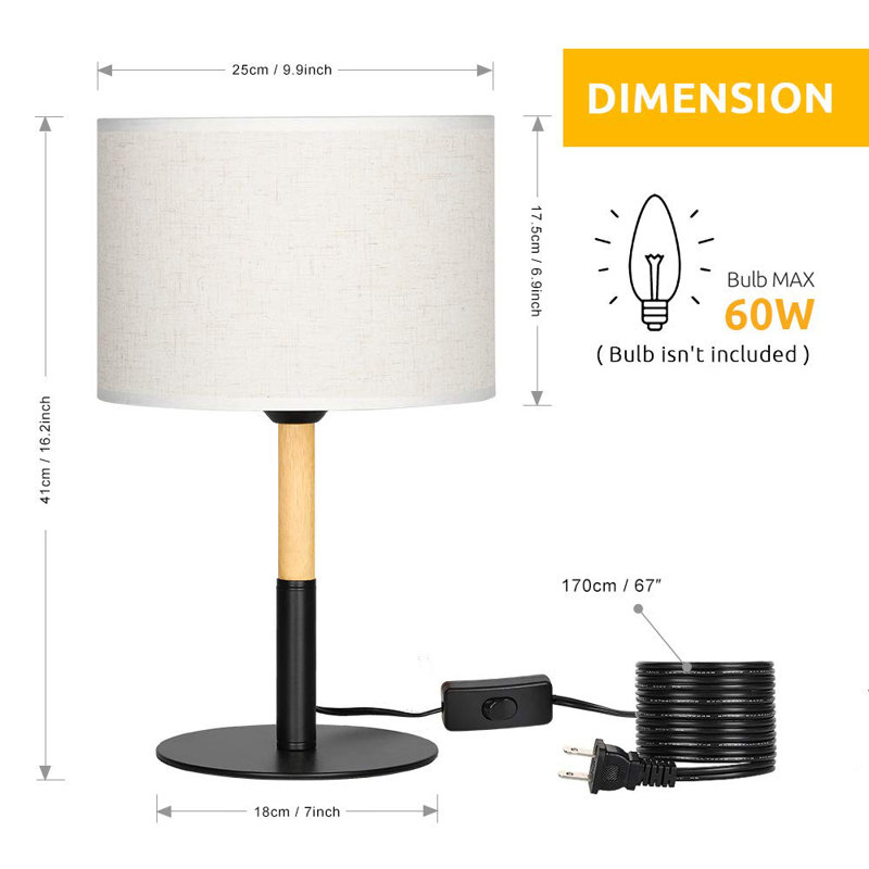 Lampe de table noire 16,2 po Ftima