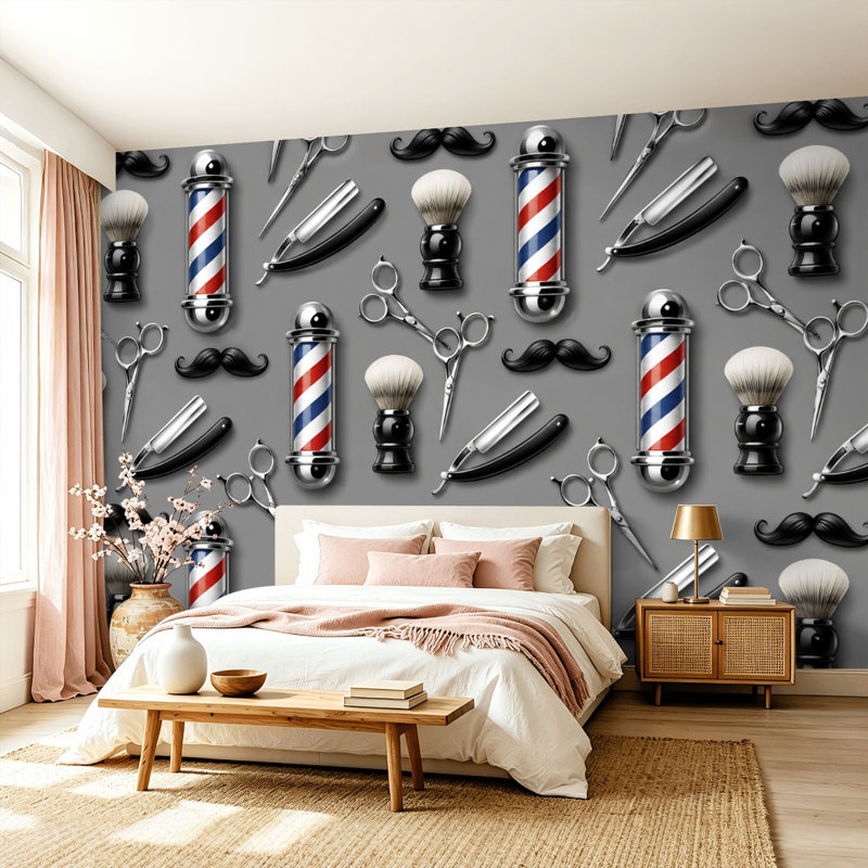 Peler et coller le papier peint mural, outils de toilettage pour barber, rasoirs droits sans soudure, art mural auto-adhésif et amovible