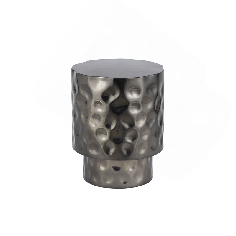 Table de bout en métal de style moderne avec table de bout (inventaire NJ), Nickel, H 20 po x L 16 po x l 16 po