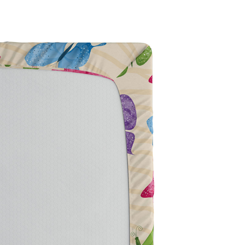 Full Multicolor Butterfly Print Microfiber Fitted Sheet