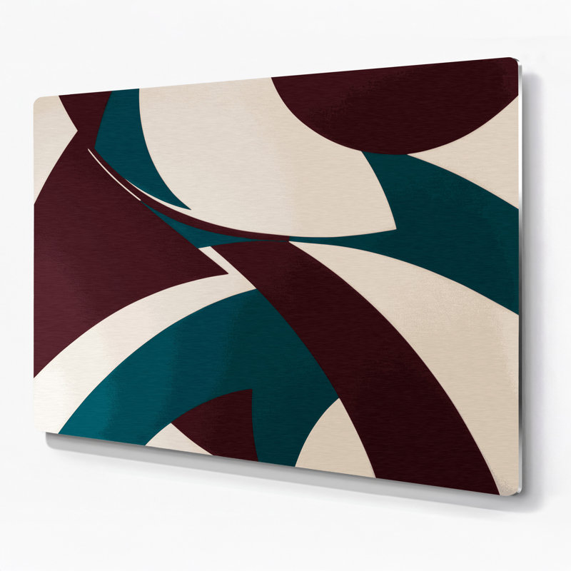 «Geometric Abstraction 60», art mural en métal rouge, H 11 po x l 14 po