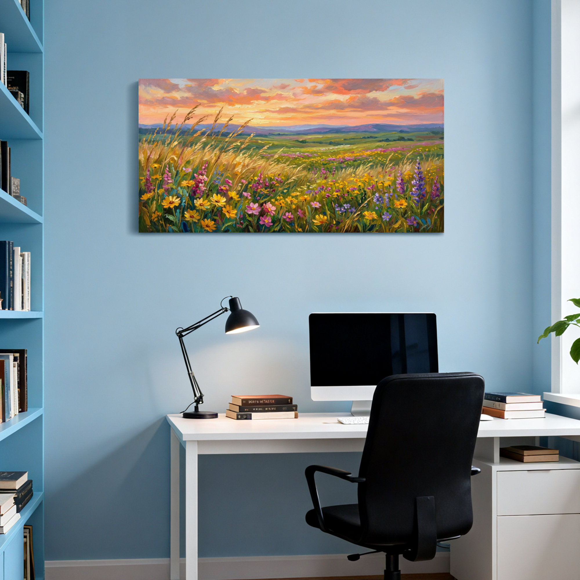 Winston Porter Scenic &Cityscapes Sunset Field Flowers Landscape Canvas ...