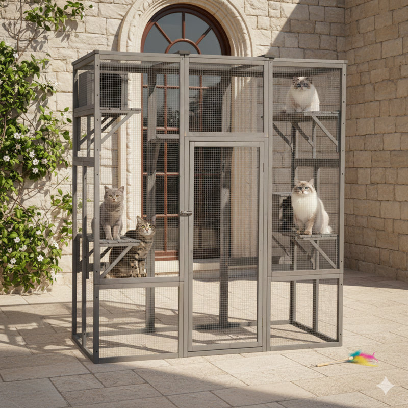 Extra-Large Cat Cage in Gray Finish