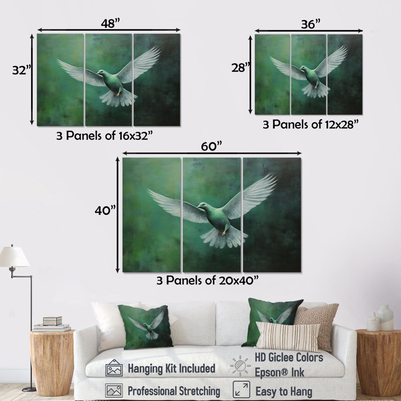 Ensemble de salon Teal Dove S Journey I - Dove Wall Art, Toile tendue, H 32 po x l 48 po
