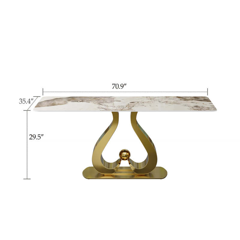Table de salle à manger 70,9 po Modern Stone, H 27,5 po x L 70,8 po x l 37,4 po