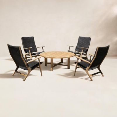 Dover Teak Premium All-Weather Wicker 4 - Person Patio Conversation Set