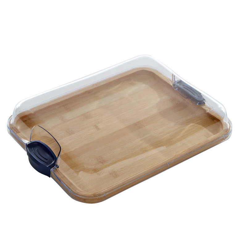 Farberware Build-A-Board Bamboo Charcuterie Board with Locking Lid, Navy
