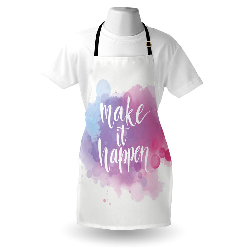 East Urban Home Modern Apron Unisex, Positive Words Paint, Adult Size, Blue Fuchsia