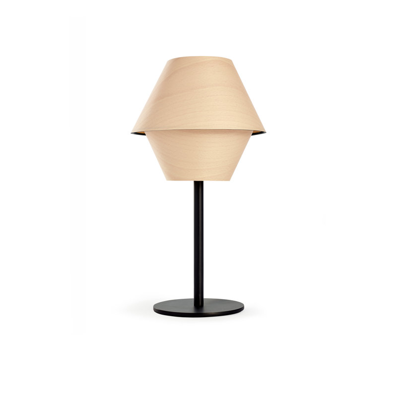 Hotel Table Lamp, Non-Dimmable, Natural Beech, Matte Black