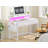 Small Computer Desk With 2 Drawers & LED Lights,Home Office Desks With Side Pocket And Monitor Stand-939457985-931550594