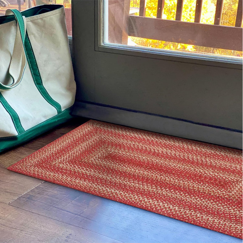 Tapis rouge réversible en jute tressé Corrente, Rectangle 2 pi x 3 pi
