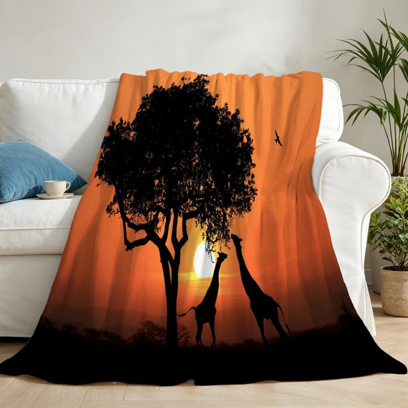 Jeté en flanelle transparente molletonnée, imprimé sud-africain Sunset, Throw 50" x 60"