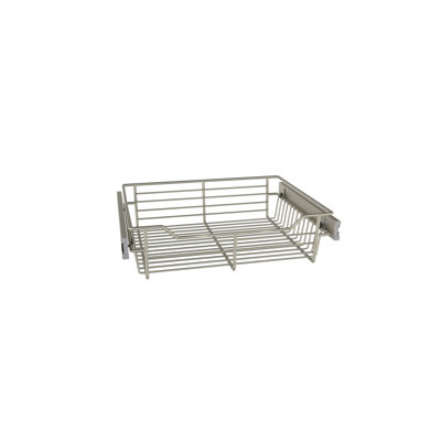 Satin Metal Classic 16.5" Full-Extension Slide-out Wire Basket for Cabinets - Shallow 4.7" Height