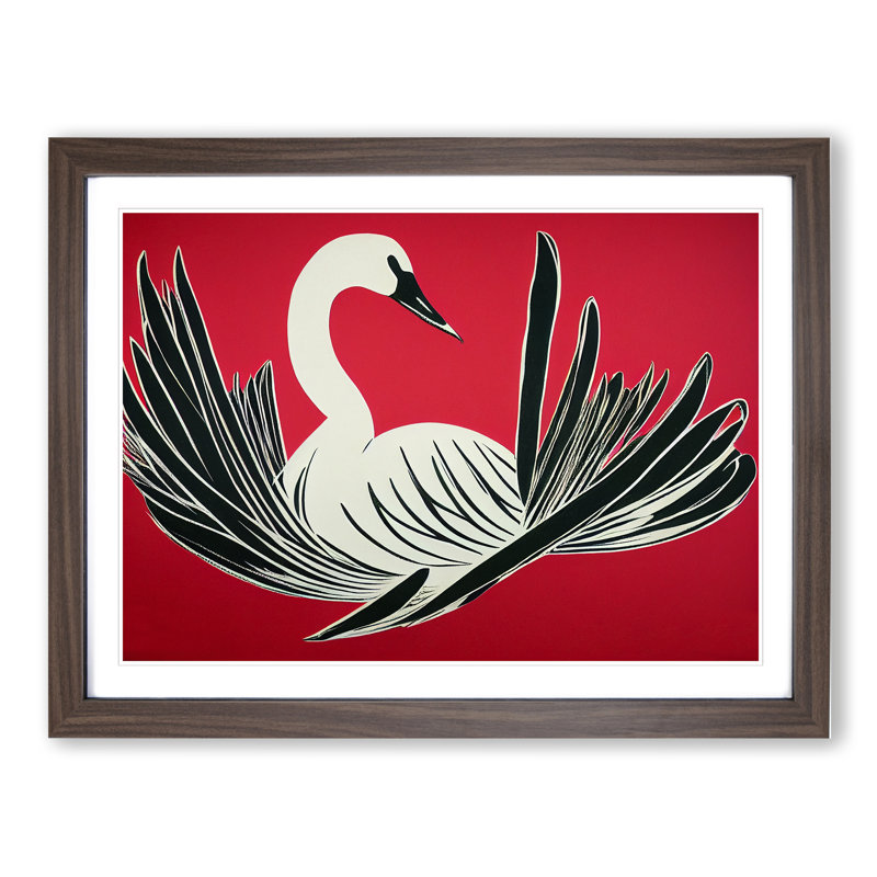 Artsy Swan - Single Picture Frame Print, 25cm H x 34cm W, Brown