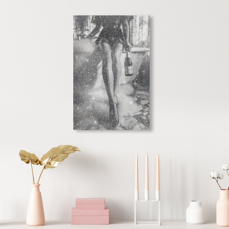 Bubbly Midnight Fashion Canvas Print by Oliver Gal, Black Frame, 10 x 15, 10"H x 15"W, Gallery Wrapped