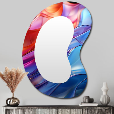 Saear Rainbow Abstract réfractions I - miroir mural décoratif asymétrique arc-en-ciel, miroir traditionnel de forme irrégulière, impression d'art en métal
