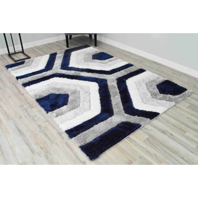 Tapis moderne à poil long à motif géométrique abstrait pour le salon et la chambre à coucher