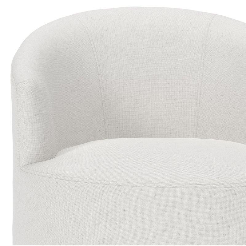 Fauteuil demi-tonneau pivotant rembourré Deryn, Natté Macarena beige